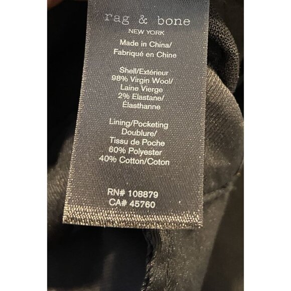 Rag & Bone High Rise Pleated Wide Leg Trouser Pants Virgin Wool Blend Black 8 - Picture 5 of 6